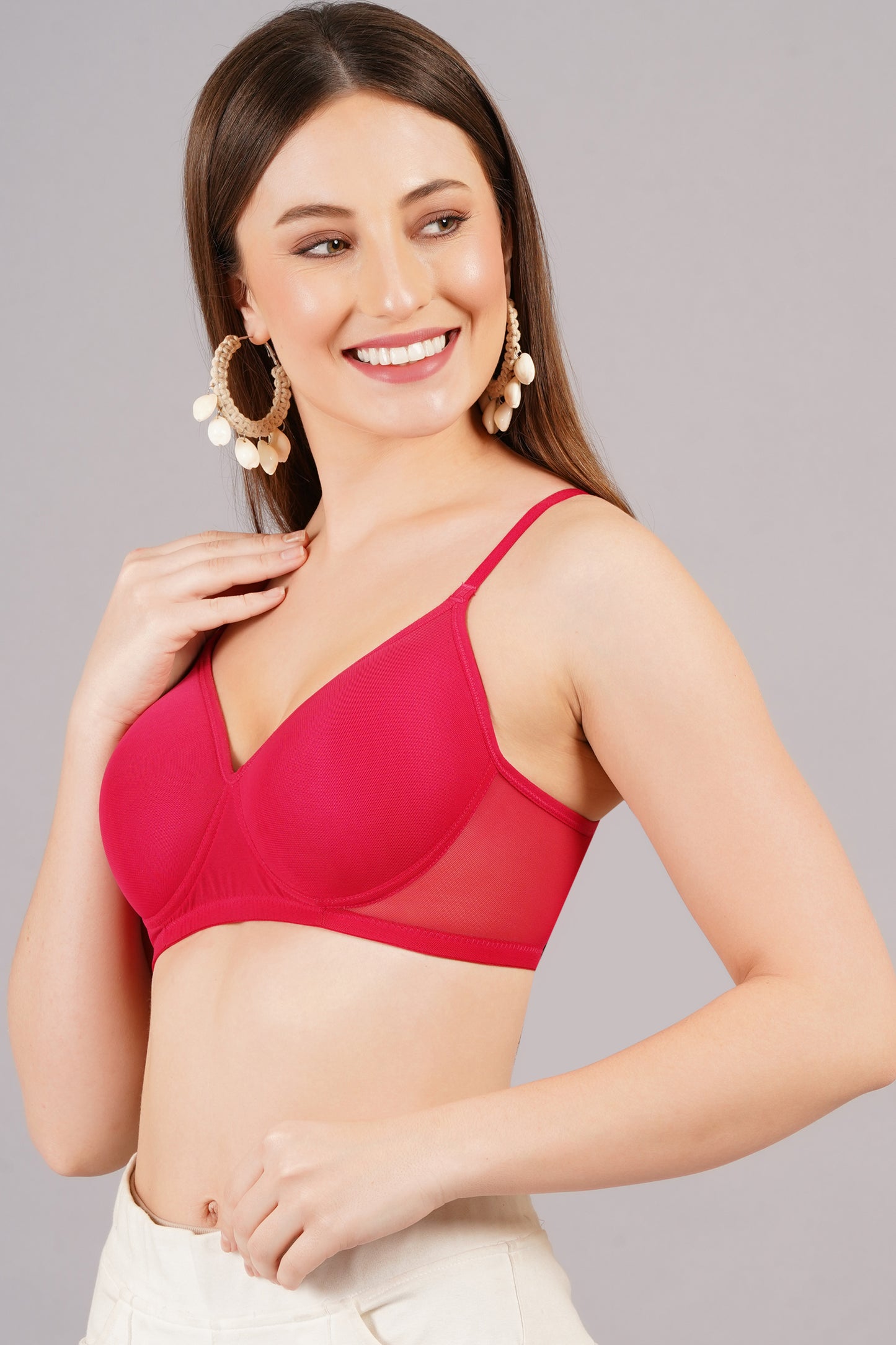 Langry Maroon Net Bra Pack of 1 (Perfect for Women and Girls for Western & Ethnic Wear