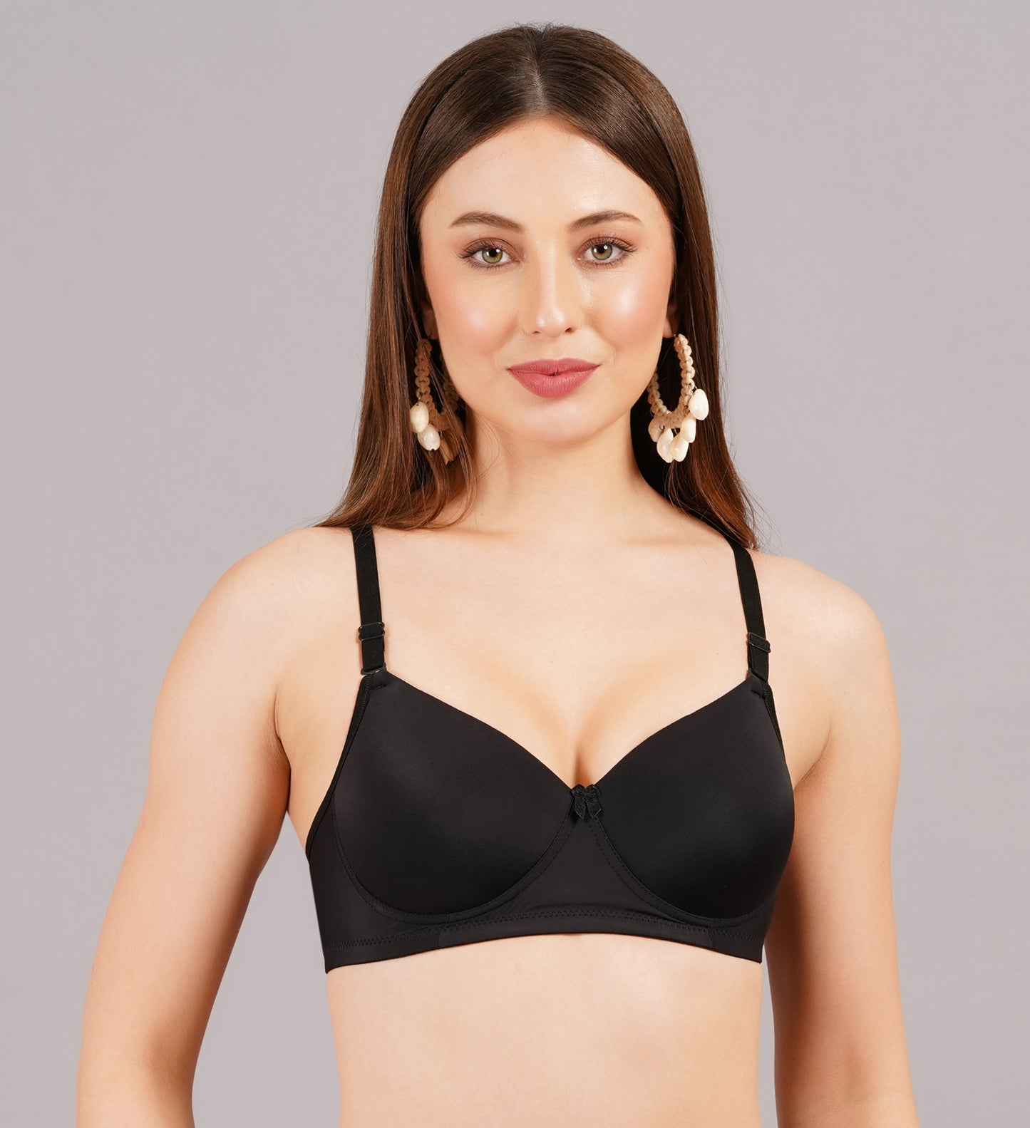 LANGRY Padded Solid Black Women, Ladies Daily Wear Lingerie Set Pack Of 1